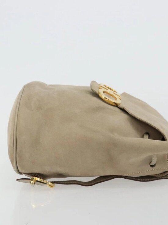 Salvatore Ferragamo Gancini Backpack Suede Gray Gold Auth 179844 main image 7